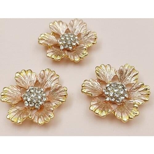 10Pieces/Lot 31*31mm Flower Rhinestone Buttons Bridal Headdress Hair DIY Jewelry Accessories