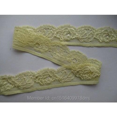 10 yards / lot of beautiful yellow embroidered stretch lace width 25 mm DIY clothing accessories Ribbon lace embroidery