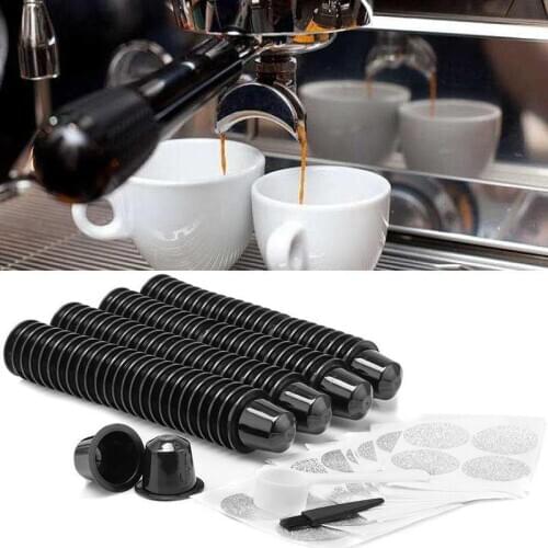 100Pcs Reusable Coffee Capsules + 100Pcs Aluminum Foils Set For Nespresso Replace Household And Cafe Shop