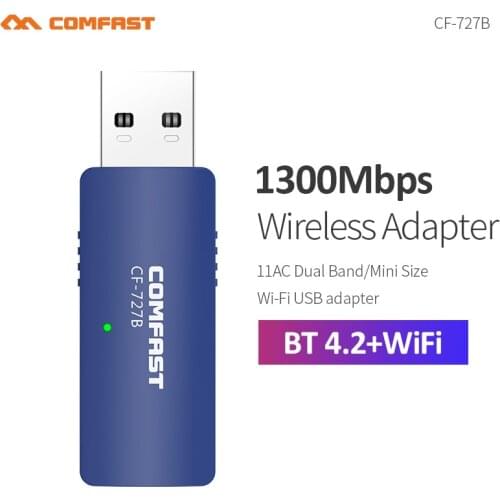 1300Mbps CF-727B Wireless USB WiFi Adapter for PC laptop Bluetooth-compatible BT 4.2 Dongle Lan Network Card