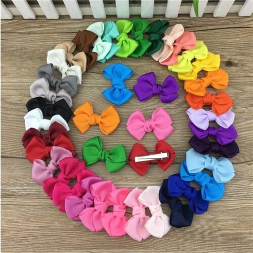 2.5inch Grosgrain Ribbon Hair Bows With Clip Hair Ribbon Bows Hairpins Kids Hair Accessories 35pcs/lot