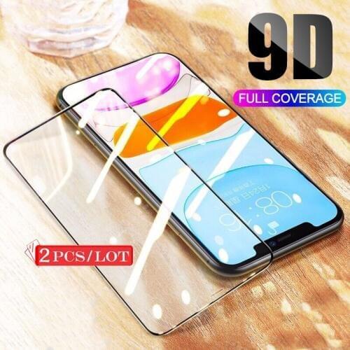2 Pcs 9D Tempered Glass for iPhone 7 8 Plus X XR XS XS Max for iPhone 11 / 11 Pro / 11 Pro Max Full Cover Screen Protector Film