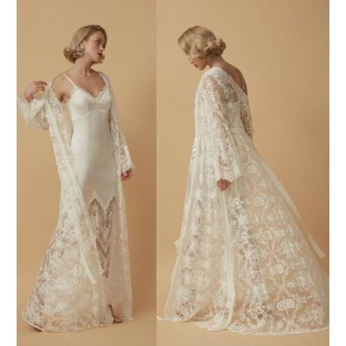 2PCS Bridal Robe Women Kimono Gown Wedding Bathrobe Set Lace Silk Sexy Loose Sleepwear Intimate Lingerie Lounge Nightwear