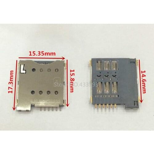 20pcs/lot High Quality Mobile Phone Micro Sim card Slot 6P Self Push Type SIM card connector Holder Free Shipping