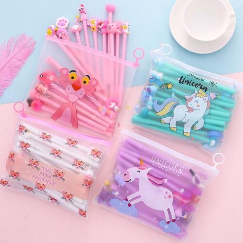 20 Piece cute anime animal gel pen children learning office plastic unicorn pencil case wholesale kawaii stationery