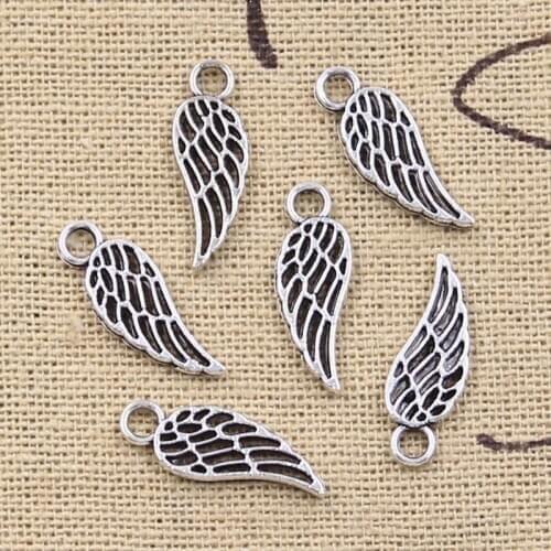 30pcs Charms Angel Wings 18x7mm Antique Silver Color Pendants Making DIY Handmade Tibetan Finding Jewelry