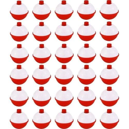 30Pcs Fishing Bobbers 1 Inch,Push Button Snap-on Fishing Floats Bobber Red and White,Fishing Float and Bobbers