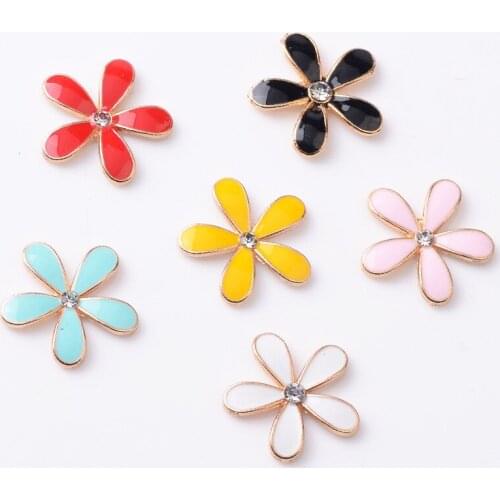 30 Pieces 18*17mm Metal Colored Flower Craft Decoration DIY Jewelry Accessories