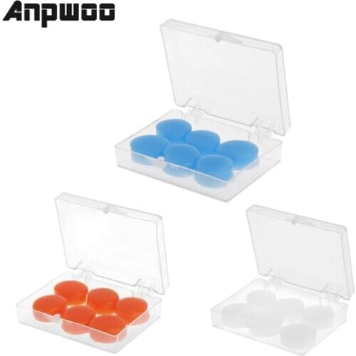 ANPWOO 6PCS Earplugs Protective Ear Plugs Silicone Soft Waterproof Anti-noise Earbud Protector Swimming Showering Water Sports