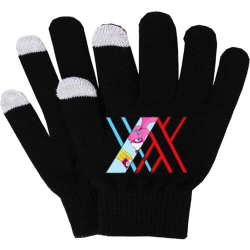 Anime DARLING in the FRANXX Gloves Solid Color Warm Finger Cotton Gloves Black Gloves Knitting Wrist Gloves