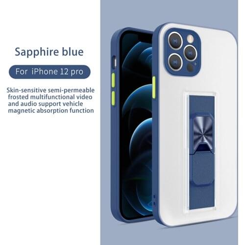 Wrist Strap Magnetic Bracket Phone Case For iPhone 11 12 Pro Max XR XS Max X 8 7 Plus 12Mini 11 Pro Max Shockproof Holder Cover