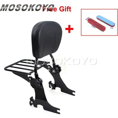 For Harley Sportster Custom Low Iron XL 883 1200 2004-Up Black Motorcycle Adjustable Sissy Bar Backrest Detachable Luggage Rack