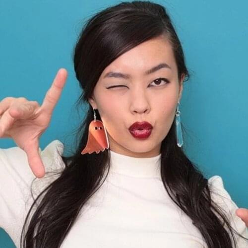 Donarsei Halloween Acrylic Ghost Earrings For Women Female Laser Drop Dangle Earrings Nightclub Jewelry