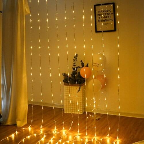 Thrisdar 3X2M 3x3M 320LED Waterfall Curtain Icicle String Light Outdoor Christmas Wedding Party Background Window Icicle light