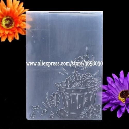 Planting Pots Leaves Plastic Embossing Folder For Scrapbook DIY Album Card Tool Plastic Template 12.5x17.8cm 8070852