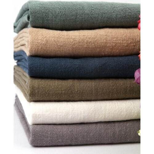 140cmx50cm Sand Washed Cotton Linen Cloth Home DIY Clothing Sewing Fabric Solid Color Spring Summer Breathable Sackcloth Fabric