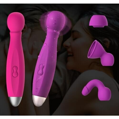 IKOKY Magic Wand AV Stick Vibrator Vaginal G-spot Massager Clitoris Stimulation with 3 Head Cap 10 Speed Sex Toys for Women