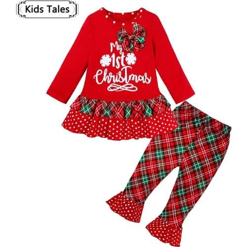 Christmas Baby Girl Clothes Set Winter Clothing For Baby Letters Tops + comfortable Pants ST447