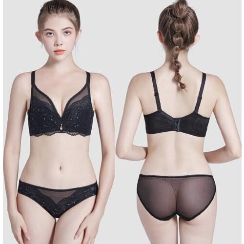 Everyday Women Sexy Wire Bra Panty Set Push Up Lace Lingerie Set Thin Underwear Women Black Wine Red Lingerie Set