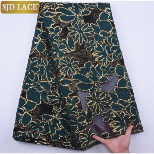 SJD LACE Green French African Lace Fabric High Quality Embroiderey Golden Thread Nigerian Lace Fabric For Wedding Festival A1846