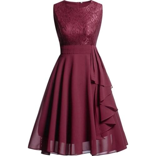Lace Women Party Dress Sleeveless Formal Ladies Wedding Bridesmaid Mini Dress Women Dress Plus Size Wrap Dresses Vestido