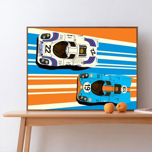 24 Hours Of Le Mans 1971 Martini On Canvas Print Poster Automobile Wall Art Picture For Living Noom Home Decoration Frameless
