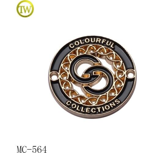 MC566 Garment round tag metal Logo label Metal Name Tags for clothing