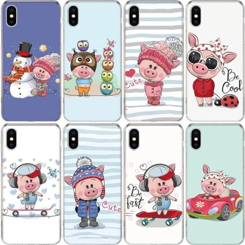 Cute pink pig cartoon Phone Case For iphone 11 12 Mini Pro XS MAX SE2020 8 7 6 6S Plus X 5 5S SE XR Cover Shell Coque