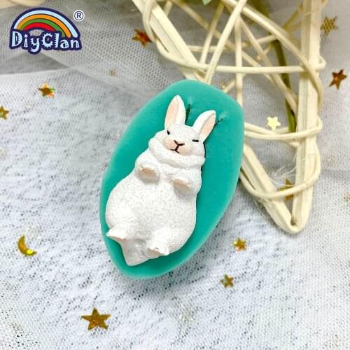 Mini white rabbit silicone fondant cake molds easter bunny chocolate mould baking tools animal resin mould F0713TZ
