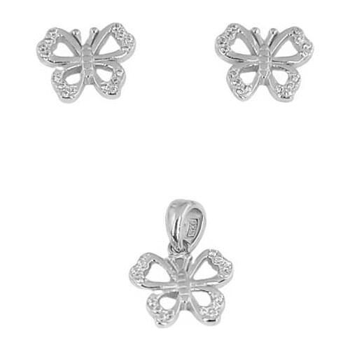 Set butterfly silver 925 finished in rhodium brand OSNOR