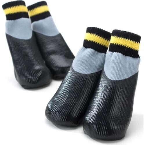 Nonslip Waterproof Dog Socks Anti Stain Booties Rubber Paw Protector Pet Shoes B2QB