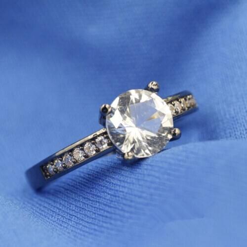 Black Gold Plated Color Retention Women Top Quality Round Cubic Zirconia Red Crystal Rings Set Engagement / Wedding Ring