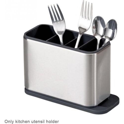 Flatware Drainer Stainless Steel Rectangular Kitchen Utensil Holder Home Anti-Slip Multi-slot Bottom With Drain Holes