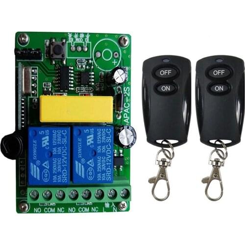 433Mhz Remote Control Switch for Light,garage door opener ,Universal Remote AC 220V 2CH Relay Receiver and Controller