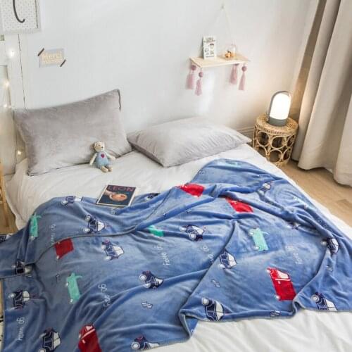 Hot Sale Car Cartoon good quality Double-deck Blanket for Kids Bedspread Bulldog Sofa Cover 1pc winter decorations for home