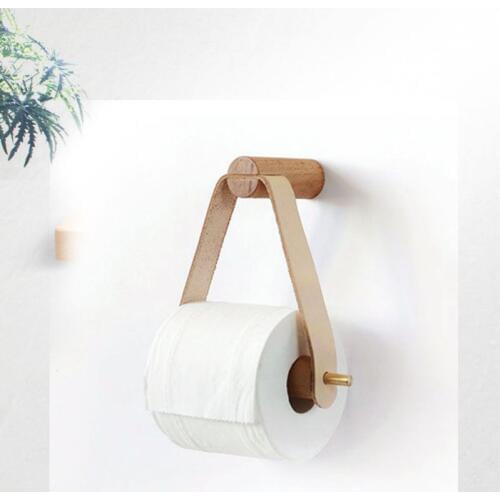 Nordic Creative Wooden Toilet Roll Paper Holder Bathroom Storage Kitchen Towel Dispenser Rack Accessories