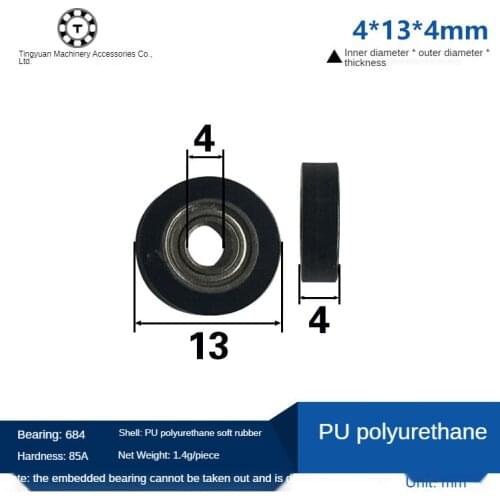 UMBB4-13 Polyurethane molded bearing 684 polyurethane sheave 4 x 13 x 4 packet rubber bearing small roller sheave