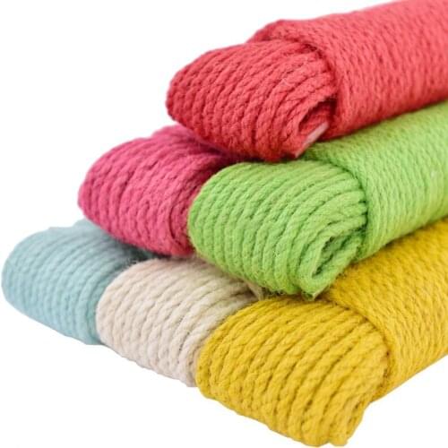 6mm Wide Natural Color Jute Rope Duty Twine Hemp Twisted Cord Macrame String DIY Craft Handmade Decoration Pet Scratching 20M