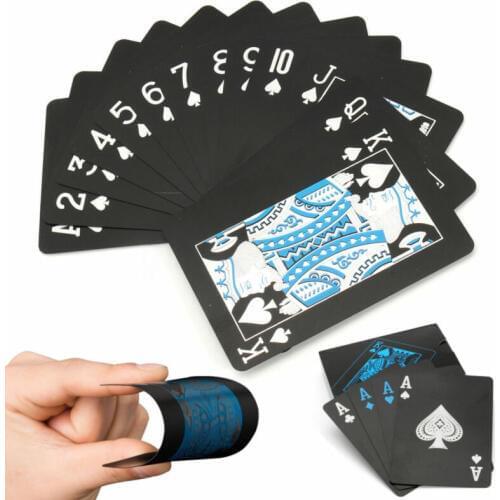 Waterproof Plastic PVC Golden Poker Playing Cards Set Black Color Poker Card Sets Classic Magic Tricks Tool Poker Games