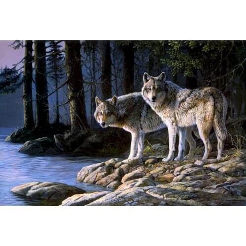 Wolf Painting By Number Animal 40x50 Frame On Canvas Picture Drawing DIY Kits For Adults Acrylic Paint Coloring By Number Decor
