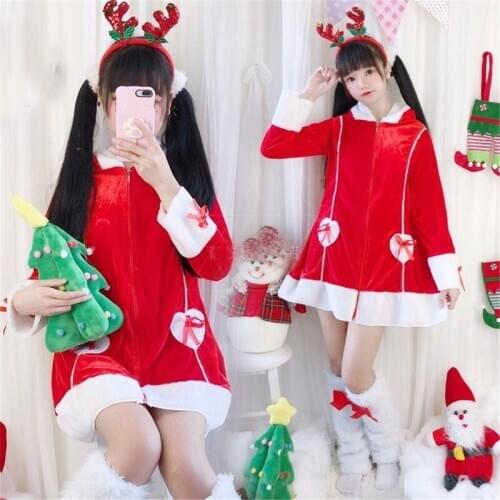 Women Christmas Carnival Cosplay Costume Long Sleeve Party Perfomance Dress Clothing with Foot Cover Xmas Costumes No Headwear