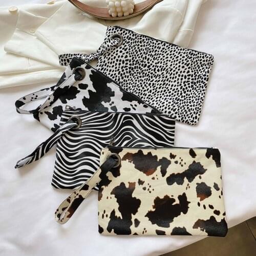Women Square Snake Print Cow Milk Pattern Wristlet Clutch 2020 Female Casual Zebra Leapord PU Leather Totes Phone Pouch Wallet