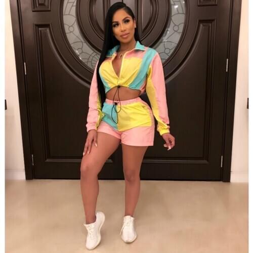 2020 Fashion Summer Plus Size Suit Tie-dye Sportswear Turn Down Collar Top Short Pant Sexy Two-piece Set Streetwear Women Outfit