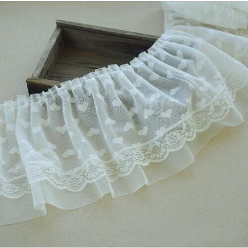 1Meters/lot 15-23 cm wide New white heart-shaped embellishment lace dress skirt handmade DIY accessories W598