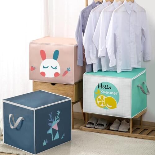 1pc Foldable Cloth Storage Bags Bin Zipper Box Pillow Quilt Storage Bag Toys Underwear Container Closet Organizer