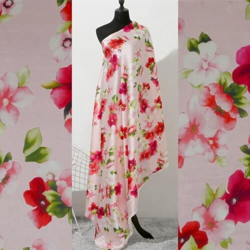 108cm silk stretch satin fabric cloth per meter 19mm printed soft clothing dress spandex fabric wholesale silk cloth