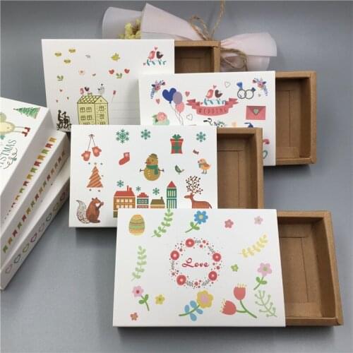 24pcs/Lot Bike House Bird Flower Heart Pattern Kraft Paper Drawer Boxes For Mothers Day Dessert Gift Package Favor Drawer Boxes