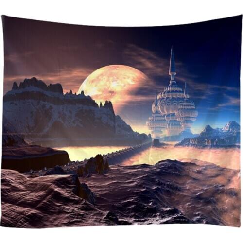 3D Tapestry Wall Hanging Bed Spread Beach Towel Table Cloth Yoga Mat Landscape Painting The Moon Landscape Large Size