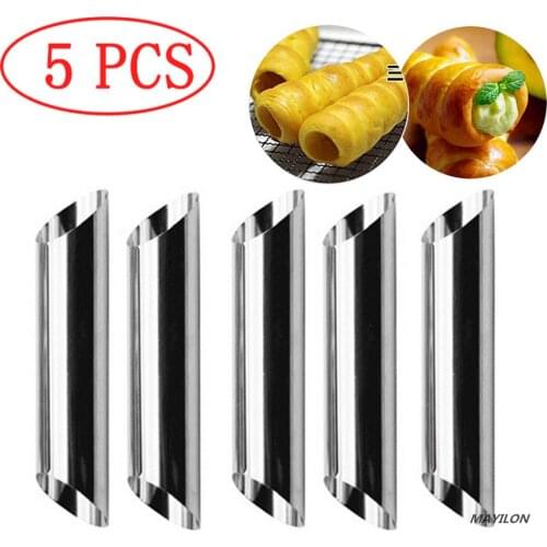 5/10PCS Stainless Steel Pastry Cream Horn Molds Conical Tube Cone Pastry Roll Horn Mould Kitchen Baking Coil Tool