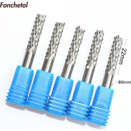 6mm*22mm-5pcs CNC computer engraving machine solid carbide PCB End Mill,Printed Circuit Board cutter,Corn milling cutter